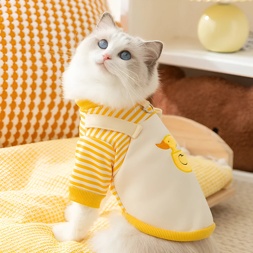 Fashion Autumn Thin Dog Pattern Sweater in yellow with cartoon design for pets
