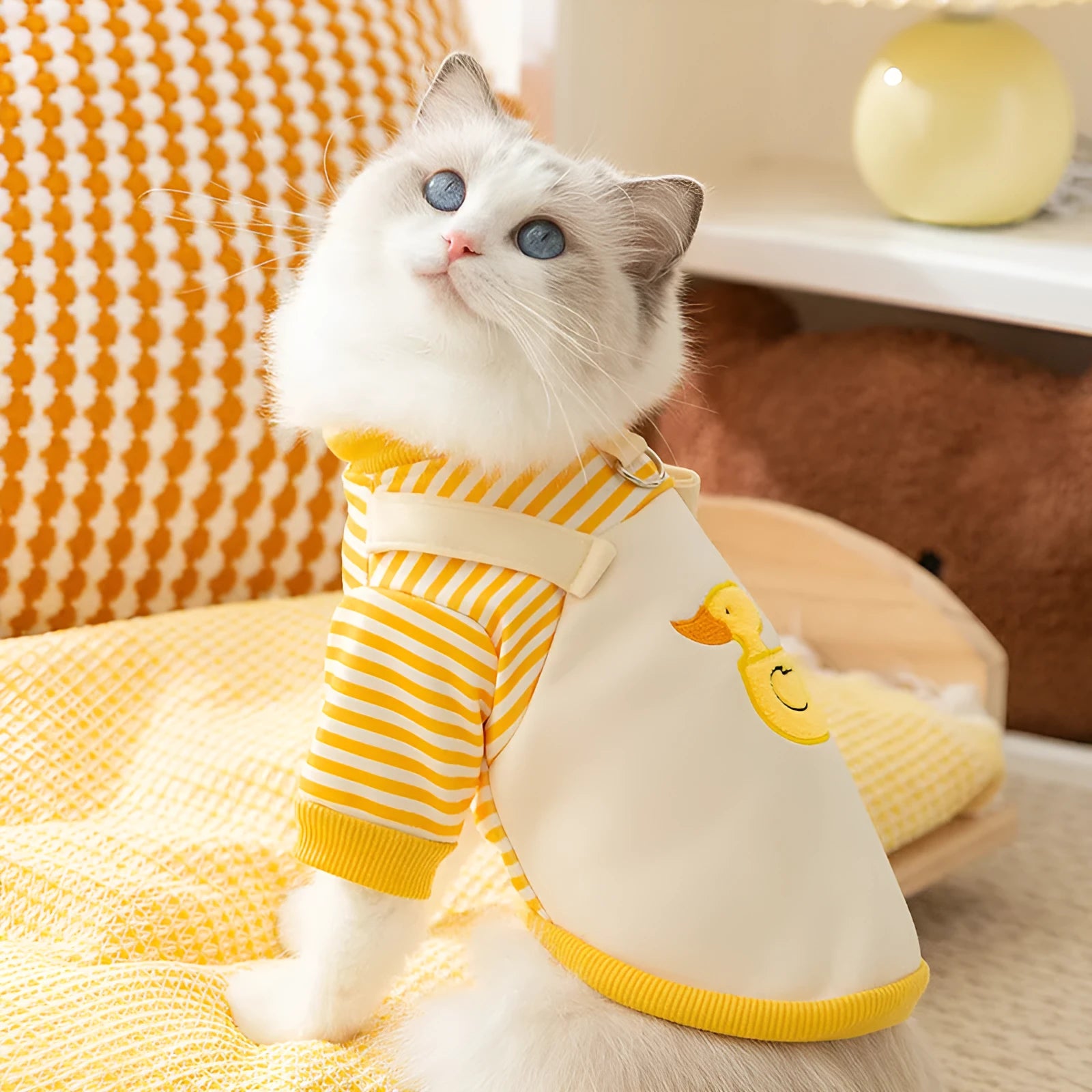 Fashion Autumn Thin Dog Pattern Sweater in yellow with cartoon design for pets