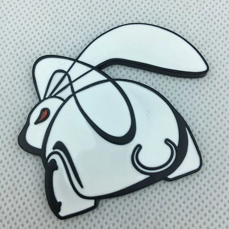 3D stereo rabbit zinc alloy metal car logo emblem in large 6.7cm size with raised design