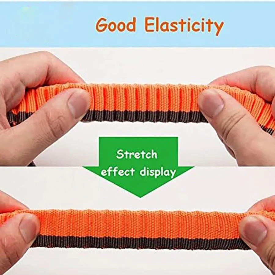 Green elastic dog training leash with metal clip for medium and large breed control