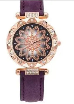 Women's diamond dial watch with round 32mm case in multiple colour options showing water resistance