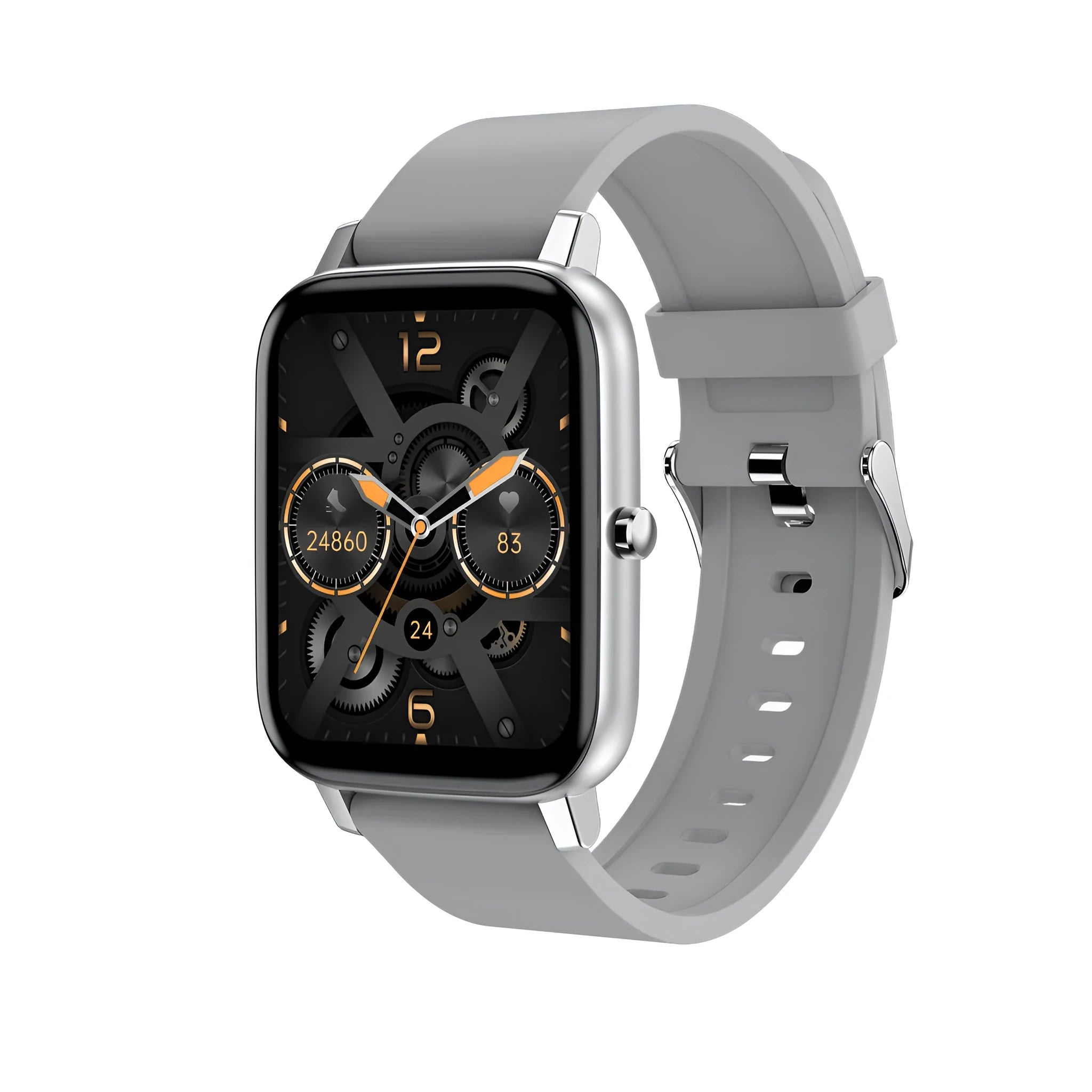 H80 black smart watch with spherical glass screen showing heart rate graph on wrist
