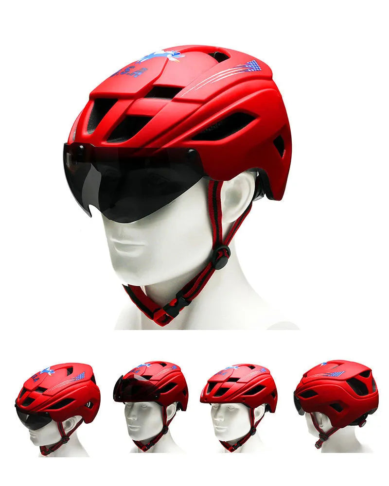 One-piece frosted goggles helmet in black with magnetic PC lens and ventilation holes on front