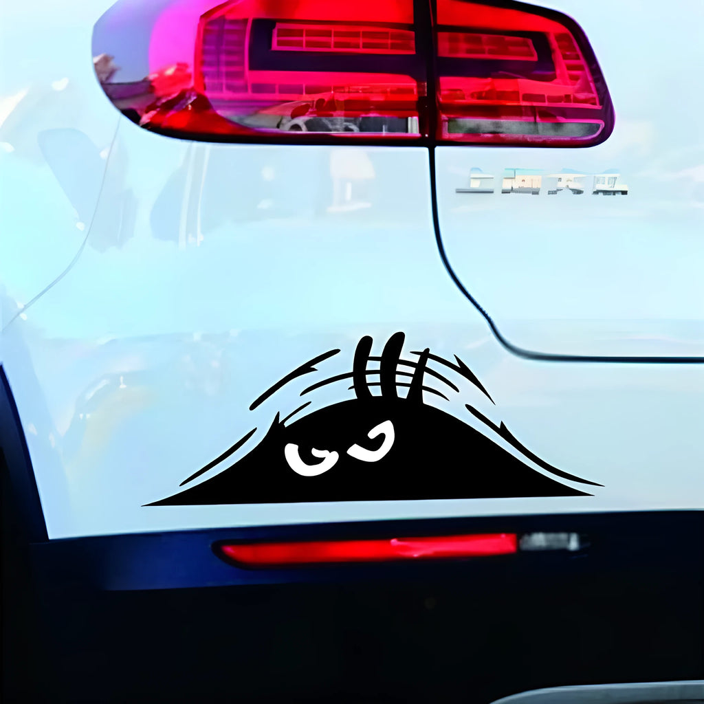 Self adhesive body sticker showing smiley and angry face designs on 19cm by 7cm size.