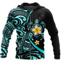 Turtle print 3D zipper hoodie in loose fit, long sleeves, hooded round neck, polyester, sizes XS-7XL