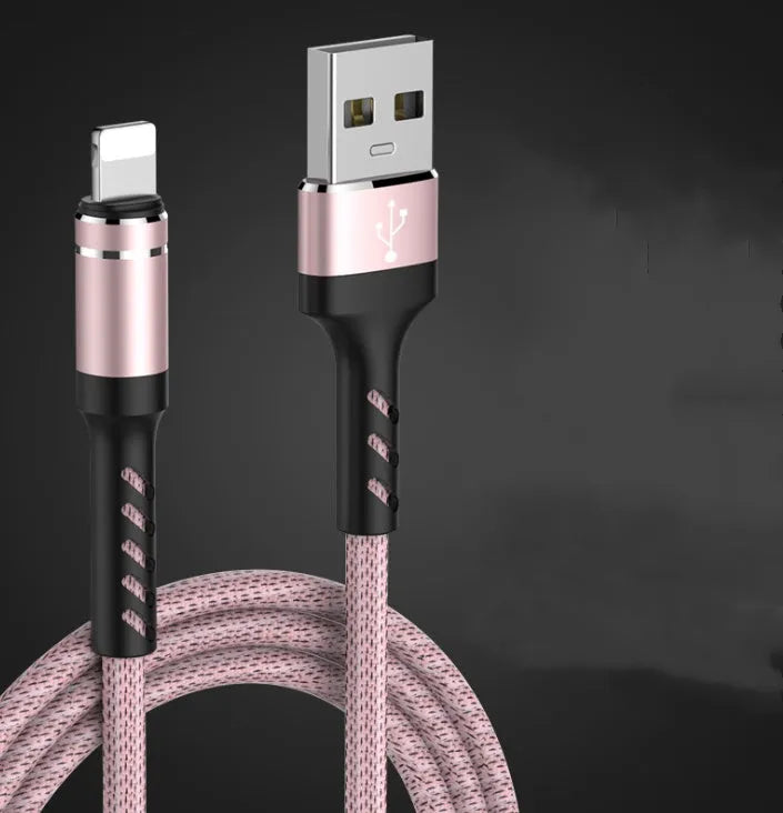 1m nylon braided aluminium alloy USB charging cable compatible with Apple iPhone and iPad in black