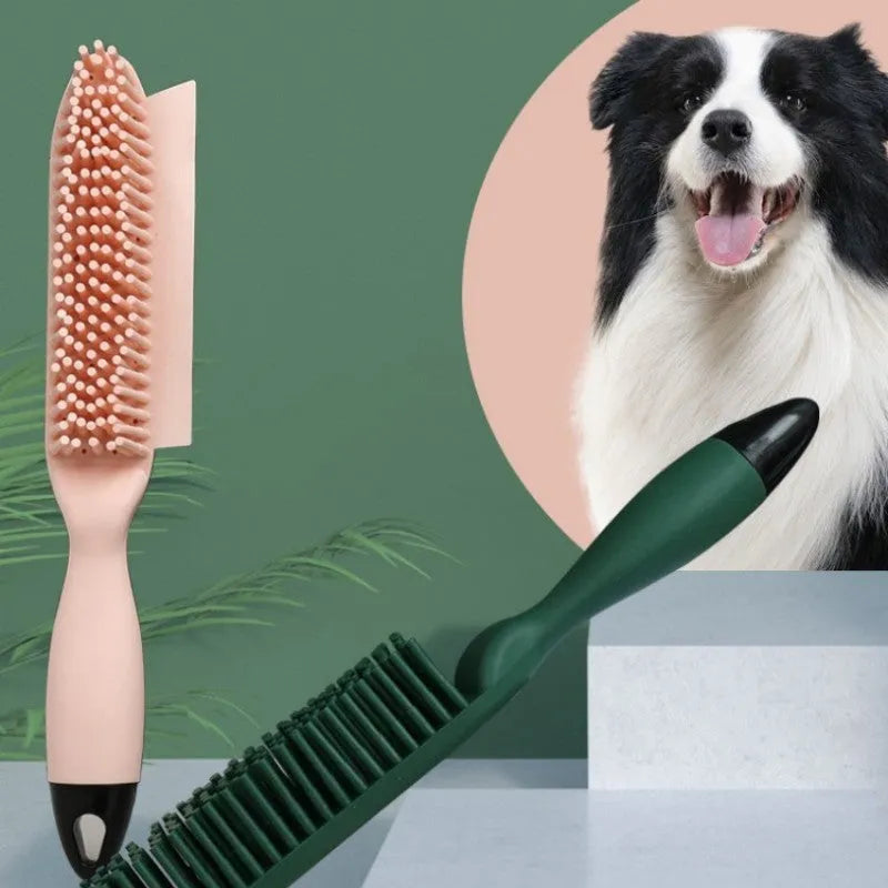 Green dual-sided pet brush with comb and 7.5cm wool sticker plate for hair removal