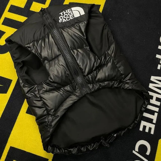 Thick black dogface down vest for small dogs autumn and winter clothing