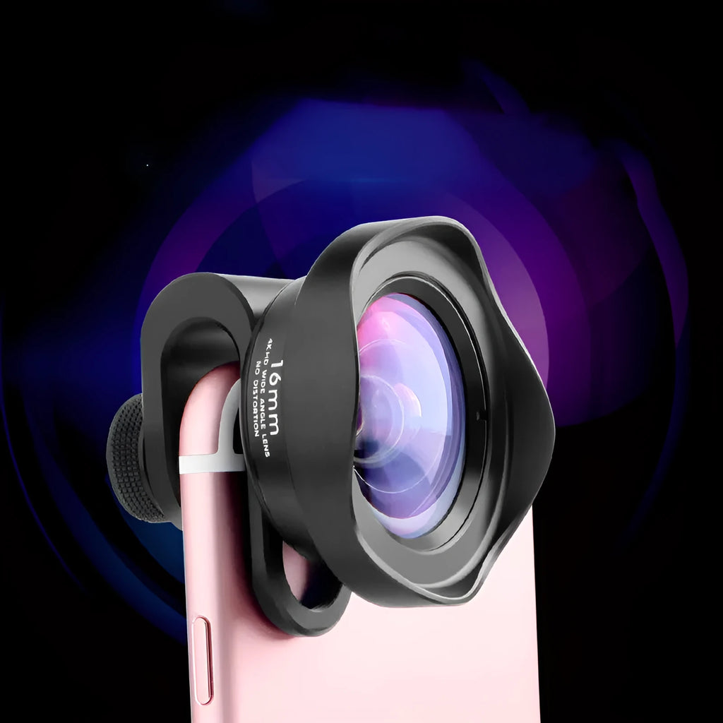16mm wide angle mobile phone lens with aluminium clip and 0.5X magnification