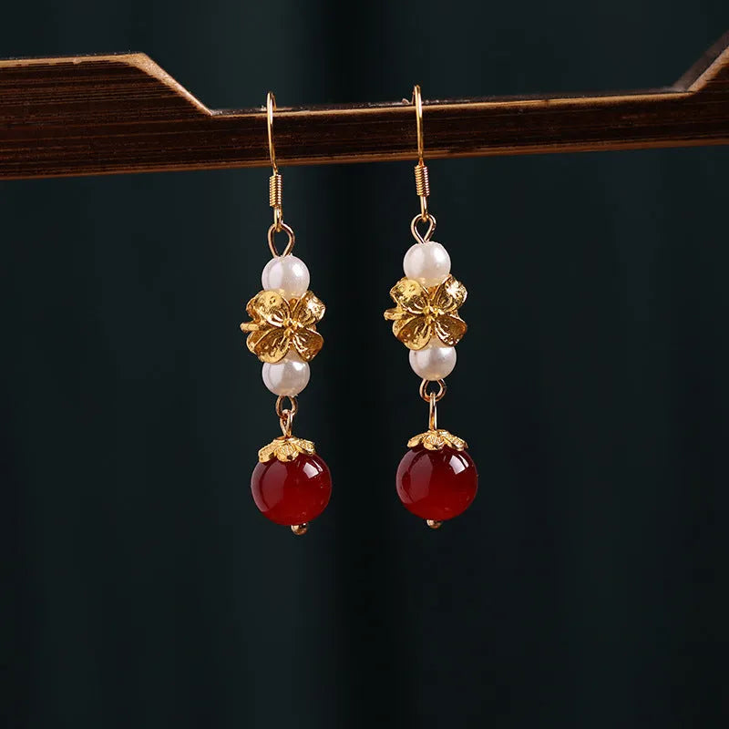 Vintage geometric electroplated alloy earrings for Han cheongsam traditional Chinese costume