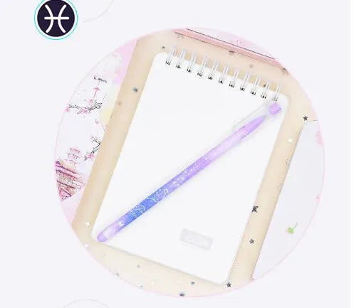 Box containing 12 gel pens with constellation designs and quick-drying gel ink