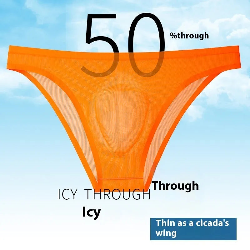 Ultra-thin ice silk seamless briefs in a low waist design, shown in a solid colour on a neutral background.