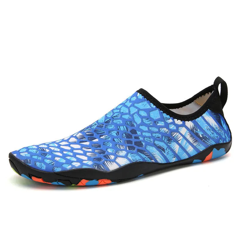Lycra beach wading shoes in multiple colours with EVA midsoles for swimming.