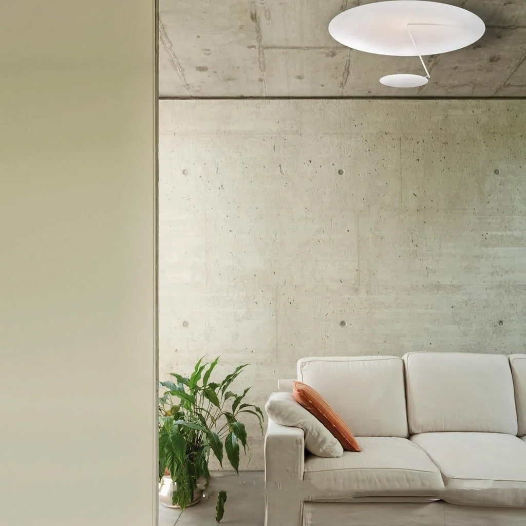 White iron artistic ceiling chandelier with integrated warm LED lights, 50cm diameter.
