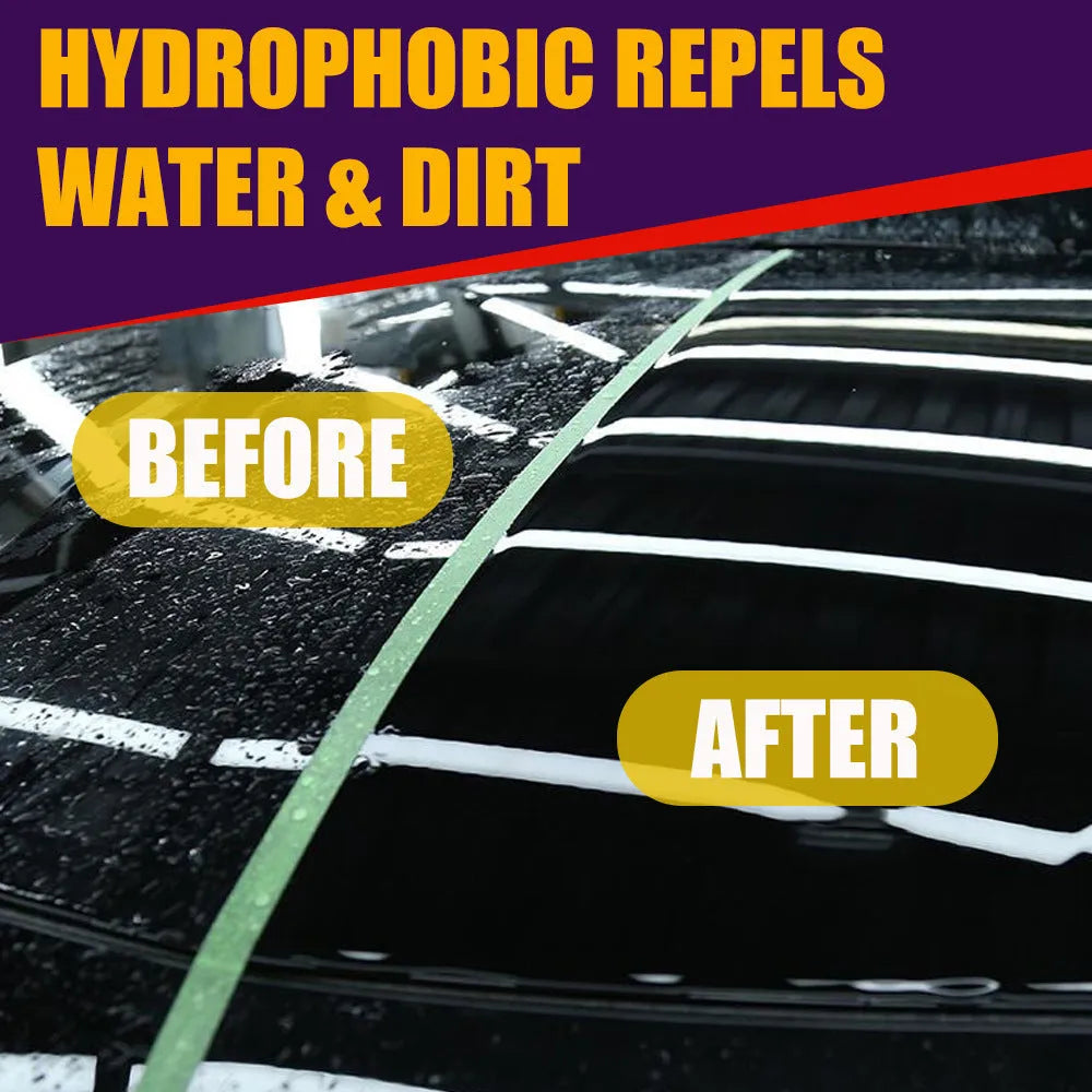 Purple automotive nano coating spray bottle with microplated crystal formula.