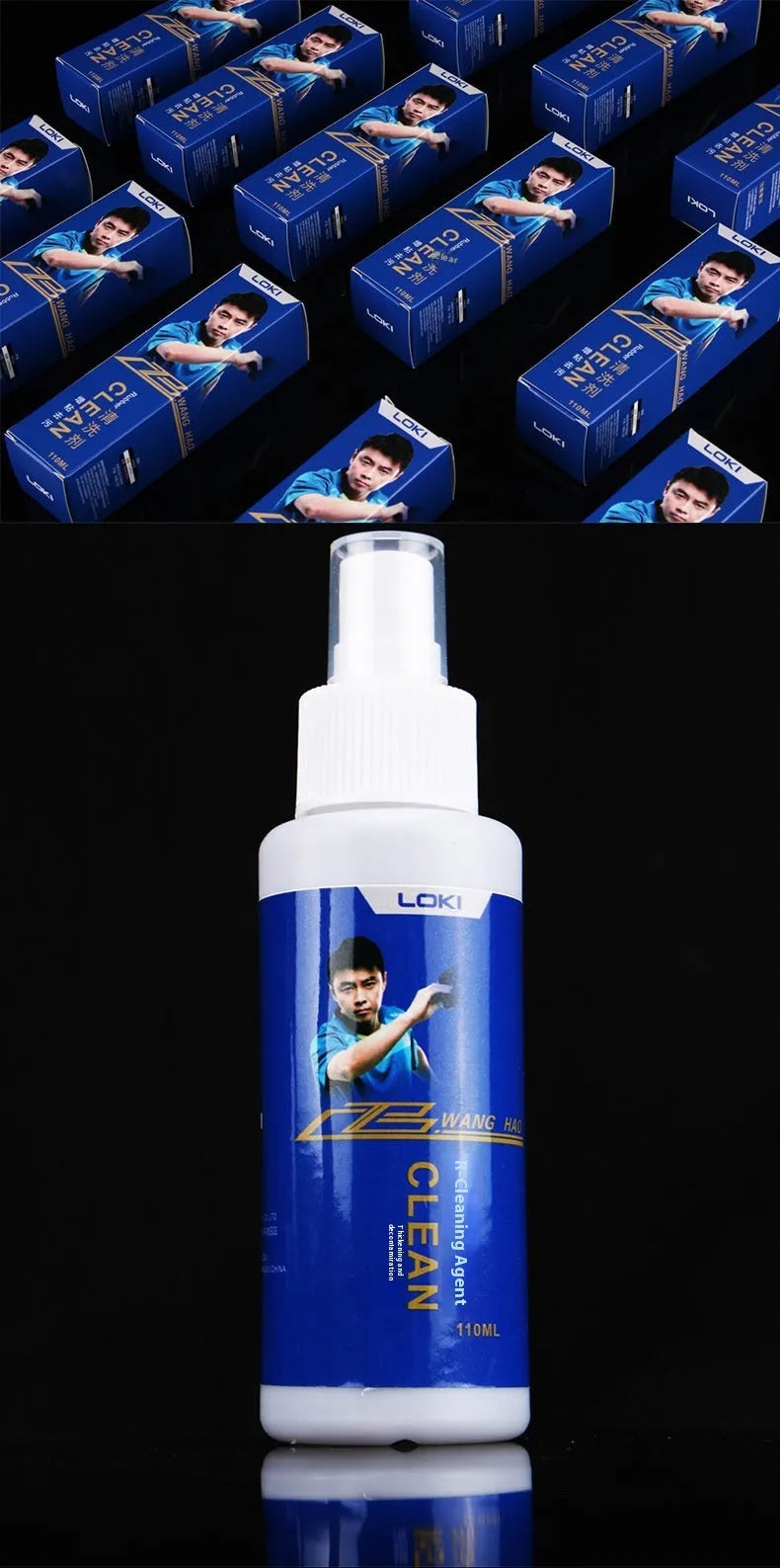 110ml table tennis rubber cleaning liquid bottle with sponge applicator for bat maintenance