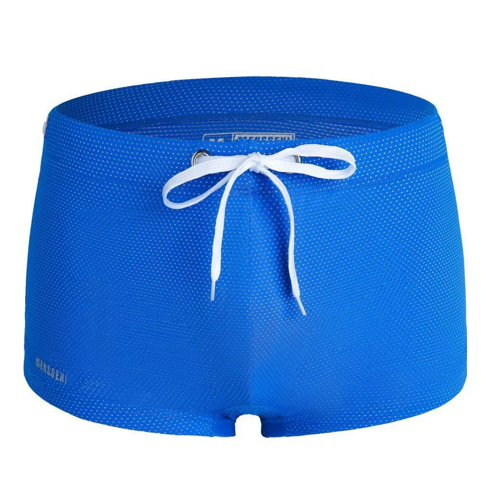 Men's lace nylon low waist swimming trunks in various colours for swimming and hot spring use