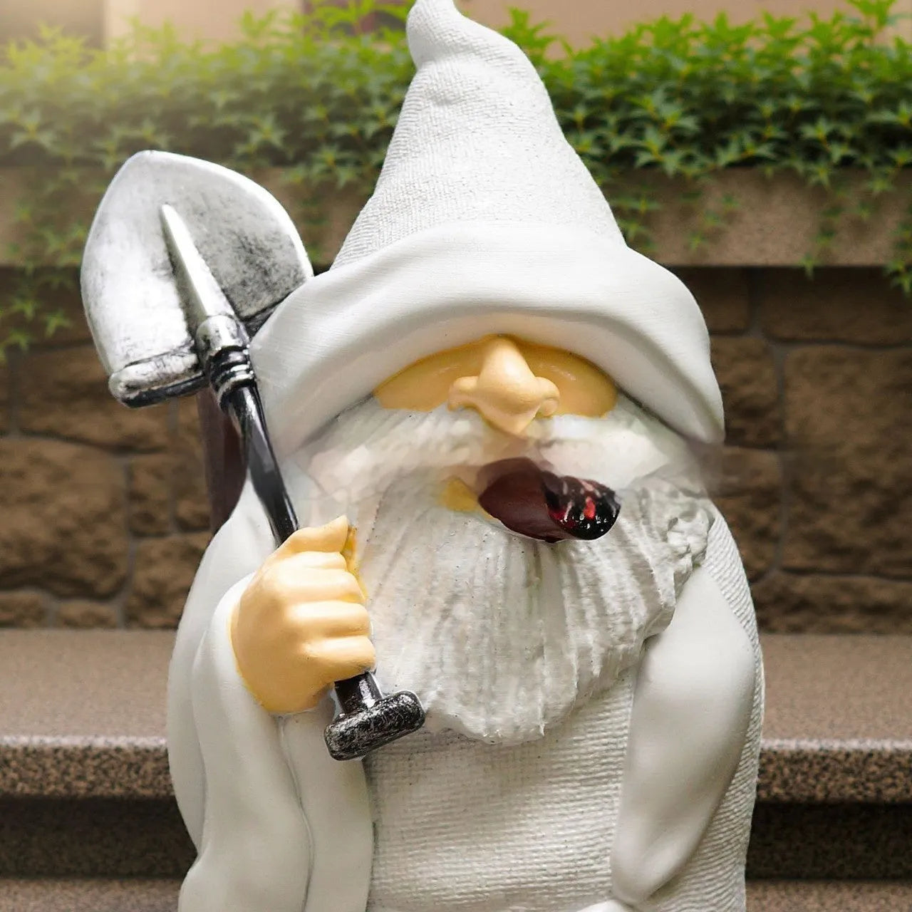 Christmas resin craft ornament showing Smoking Shovel Dwarf design for holiday decoration