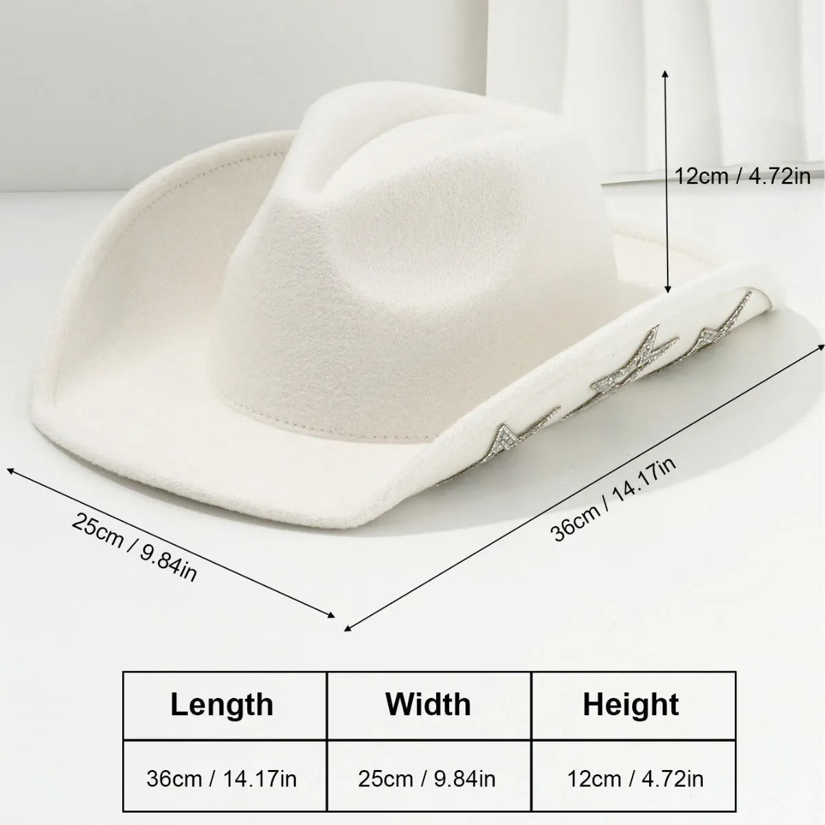 Woolen felt top hat in beige, M size 56-58cm, conical crown, woven polyester