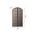 Distressed log colour wooden frame wall mirror with fake window design for terrace decoration
