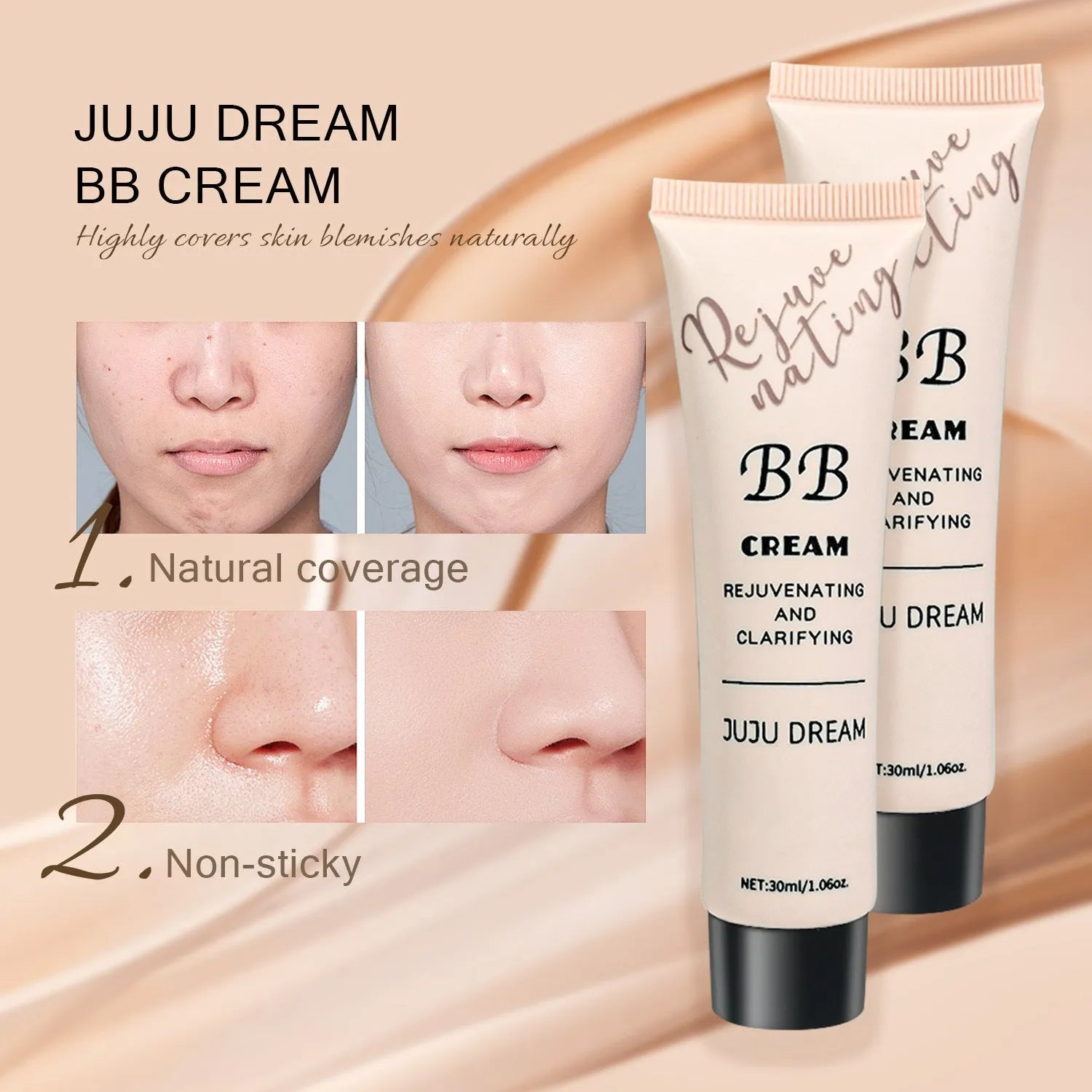Brightening skin colour waterproof smear-proof BB cream 30ml makeup isolation primer