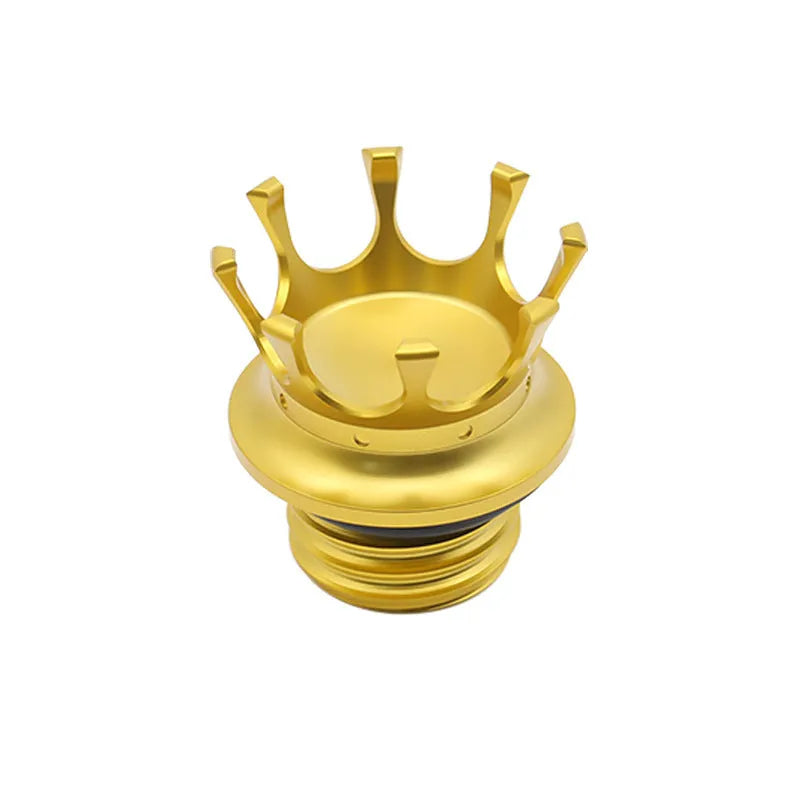 Harley-Davidson Fatty Dai Na Crown aluminium fuel tank cap in black, bronze, gold, electroplated and black/white finishes