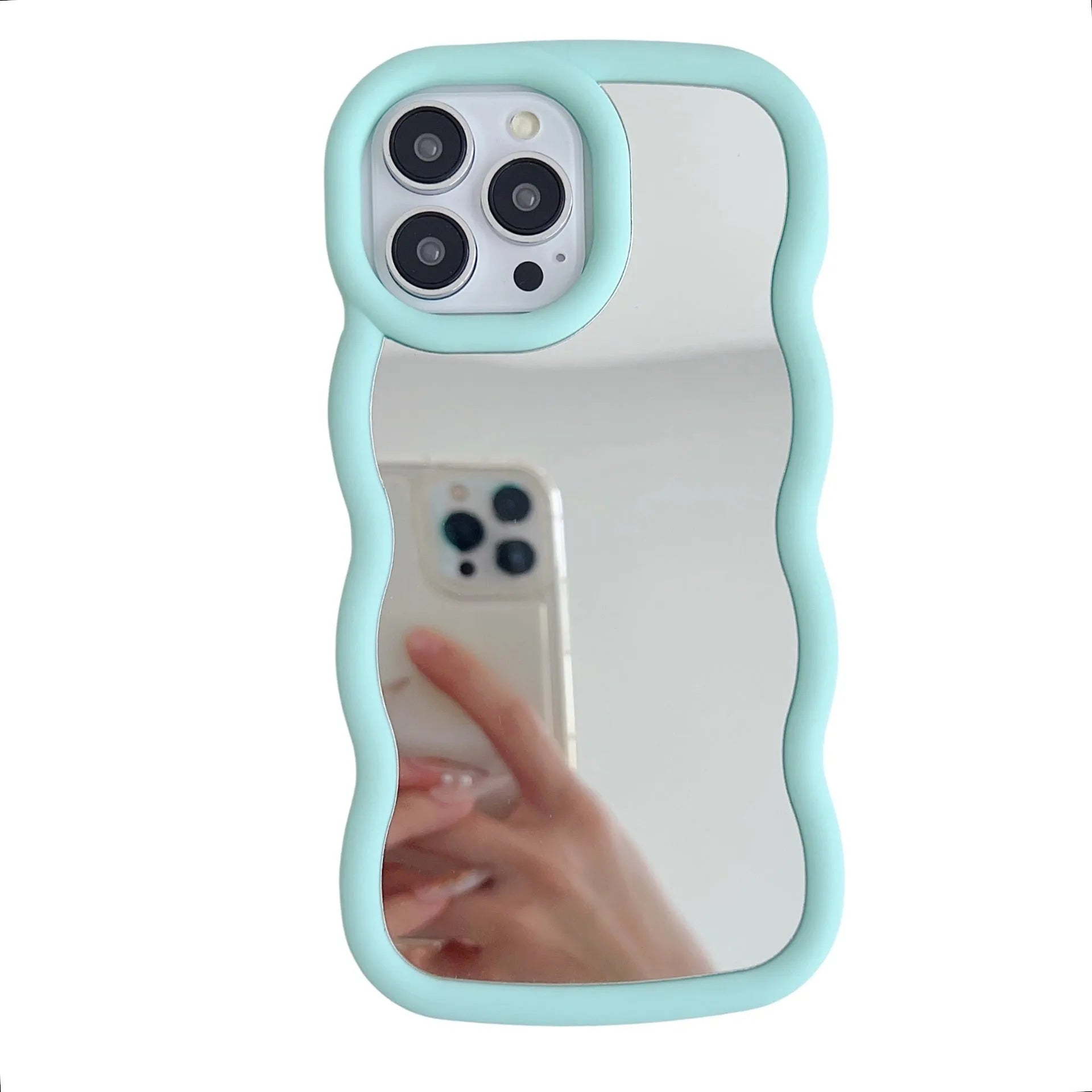 Silicone phone case with niche cloud wave pattern in mirror stereo finish for iPhone