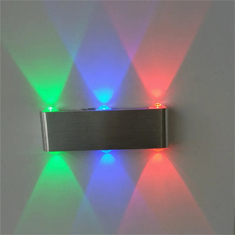 Silver LED aluminium frame rectangular wall lamp, 180x60x30mm, for bedroom