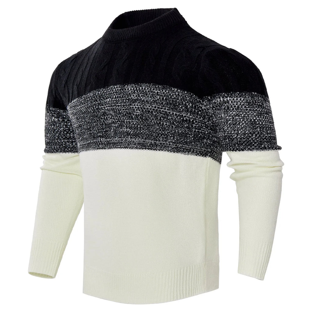 Men's ribbed knit sweater in regular fit with crew neck and long sleeves