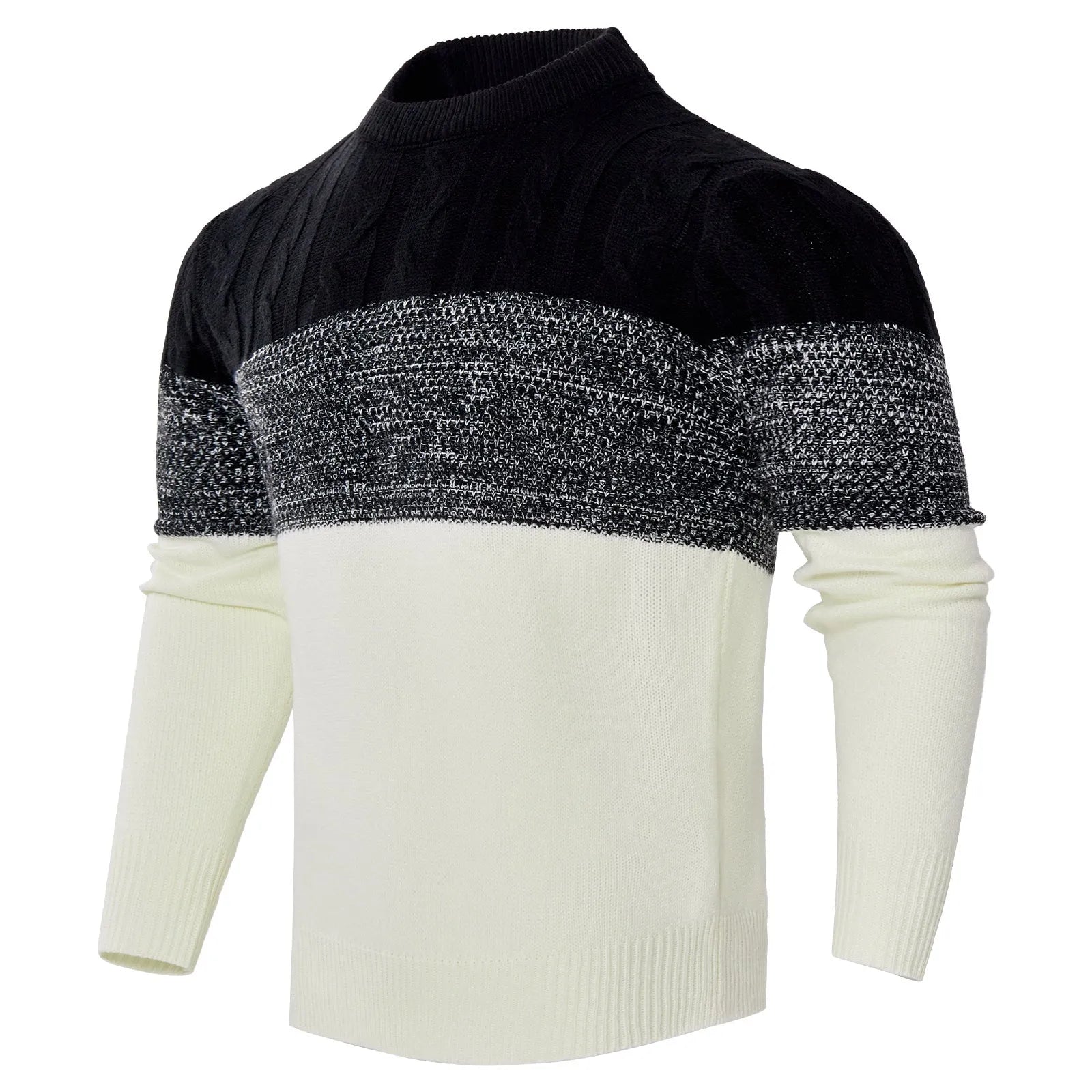 Men's ribbed knit sweater in regular fit with crew neck and long sleeves