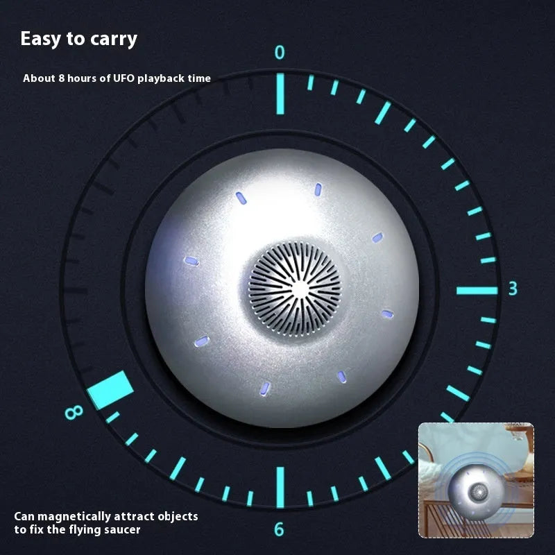 Automatic lifting magnetic levitation Bluetooth speaker floating above its base.