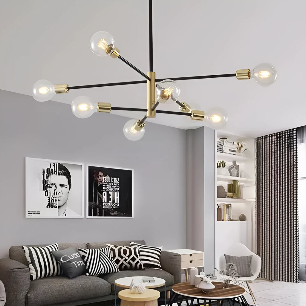 Nordic chandelier ceiling light, 65cm, 220V, available in 6, 8 or 10 heads with fully golden finish option