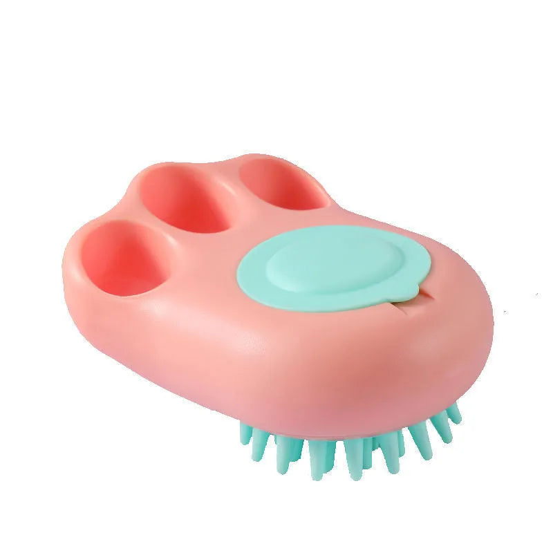 Cat claw shaped bath brush with soft silicone bristles for pet massage and cleaning