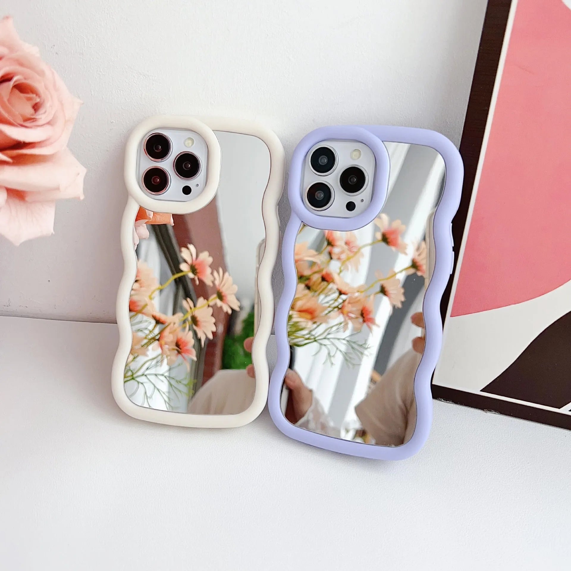 Silicone phone case with niche cloud wave pattern in mirror stereo finish for iPhone