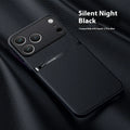 Creative magnetic litchi leather pattern phone case for Apple iPhone in Still Night Black
