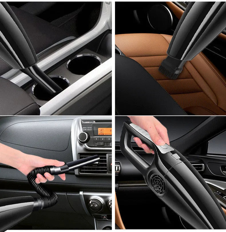 PoHigh Power Hypa eighth generation black and orange car vacuum cleaner with 12V plug.