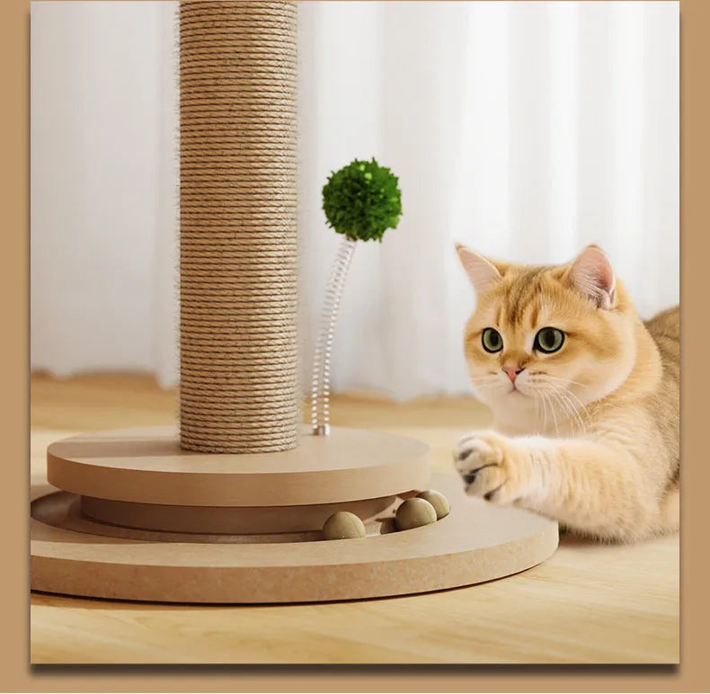 Canna cat climbing frame with hemp rope grab column and density plate, one-piece package