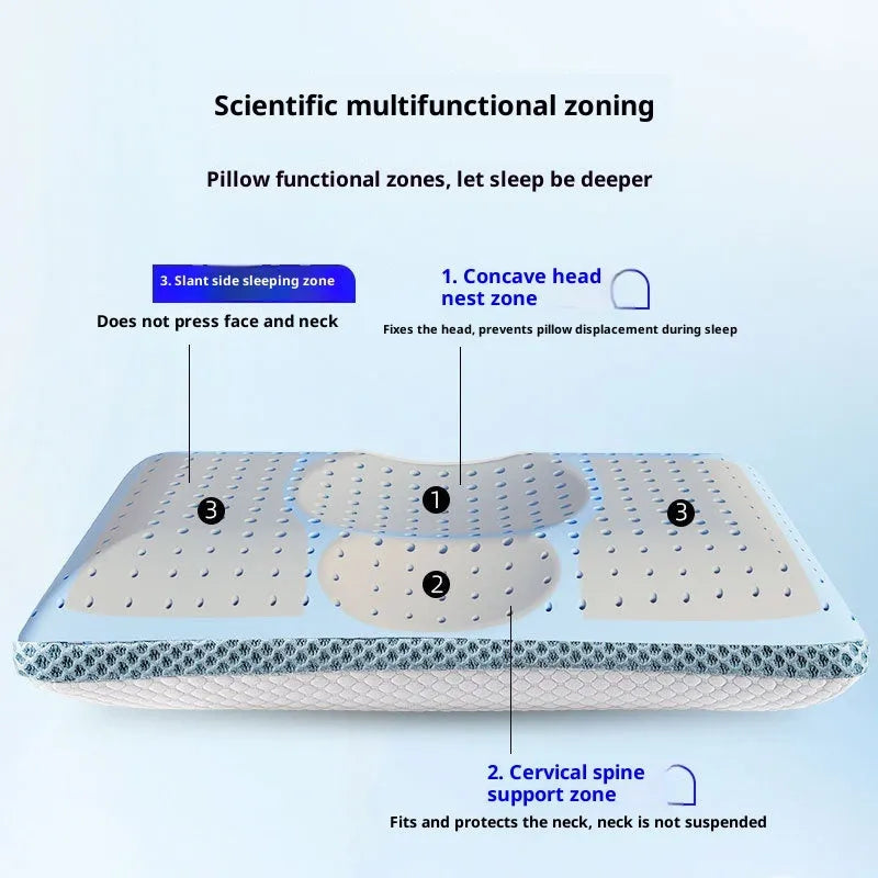 Cervical memory foam pillow 63x36x13.5cm with air layer cover in blue, white and blue, or white and grey