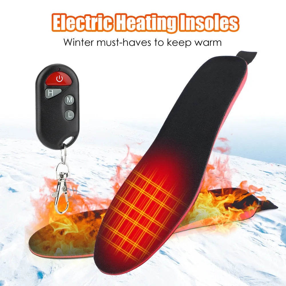 Rechargeable carbon fibre heated insoles for men women, cut to size, 50°C, with remote control