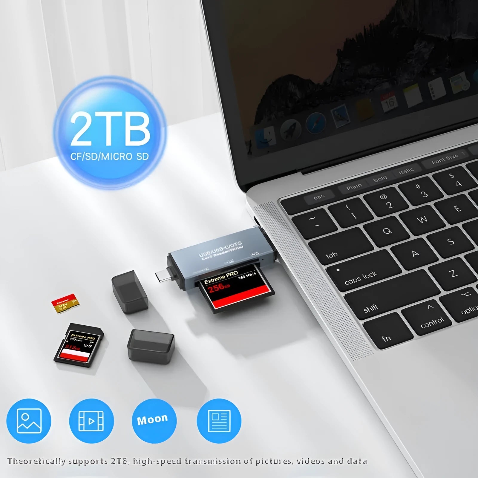 CF SD TF three-in-one memory card reader with aluminium alloy body