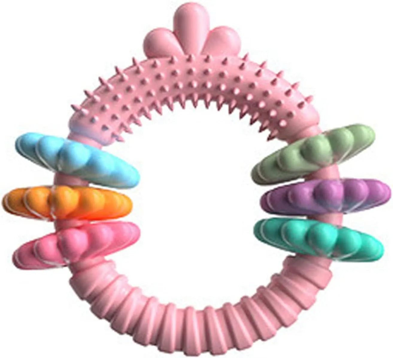 Blue TPR rubber chew ring dog toy for small dogs on a white background.