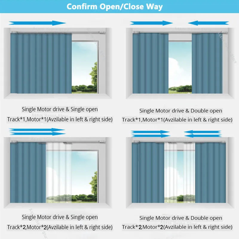 Smart curtain electric motor with aluminium track and remote control for automated window coverings