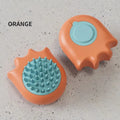 Blue pet bath brush with shampoo box and massage nodules for washing dogs and cats