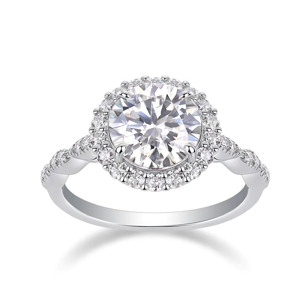 3-carat moissanite wedding ring set with S925 silver and platinum plating in gift box