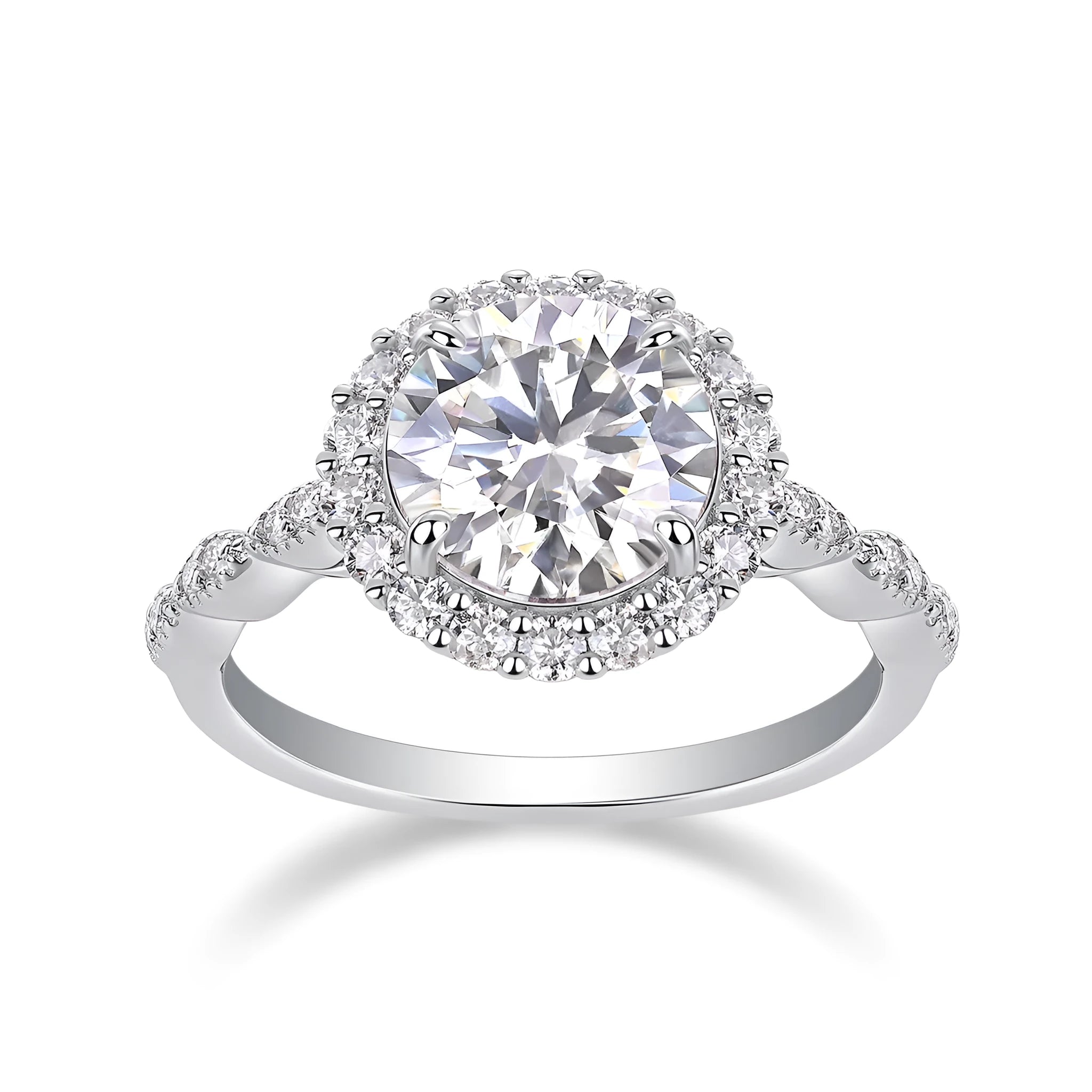 3-carat moissanite wedding ring set with S925 silver and platinum plating in gift box