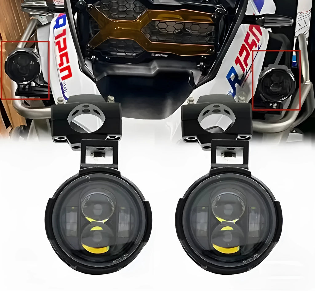 120W LED motorcycle spotlight, aluminium alloy, 64.5 x 22 x 22 mm, 8000lm, 7500K, universal 9-30V, blue red white yellow light