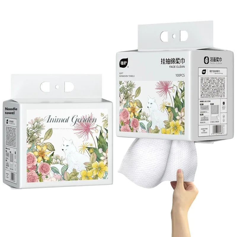 Disposable face cloth roll in hanging dispenser with 100 thickening sheets