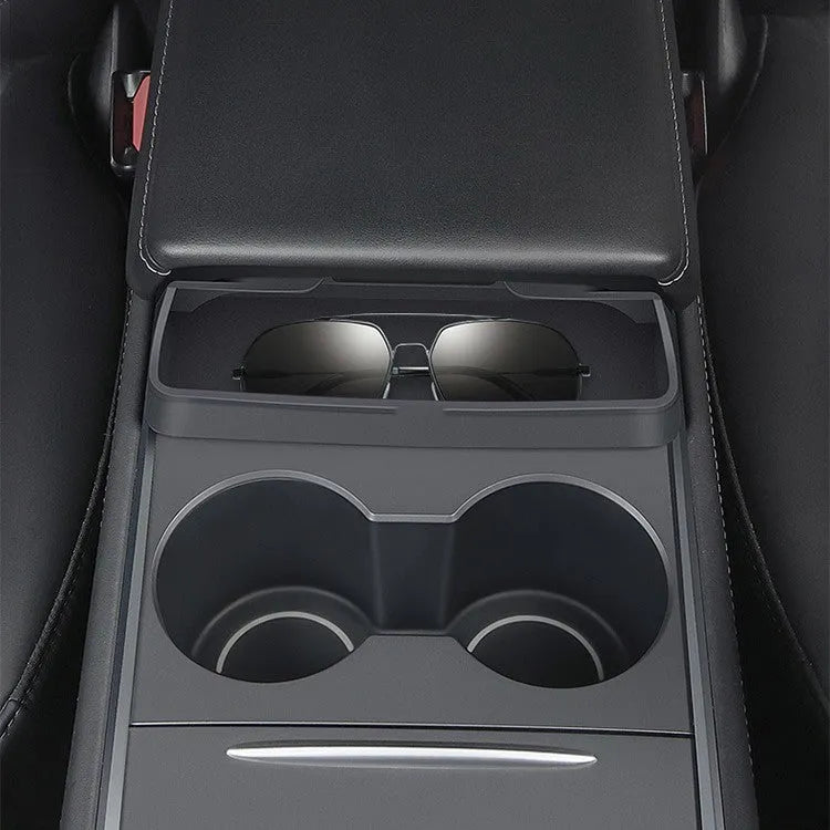 Black silicone glasses storage case for Tesla Model 3 and Model Y centre console armrest compartment