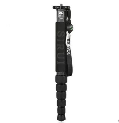 Black carbon fibre SLR camera monopod collapsed to 380mm with six telescopic sections