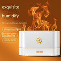 Square black or white USB flame humidifier and aroma diffuser with glowing LED fire effect.